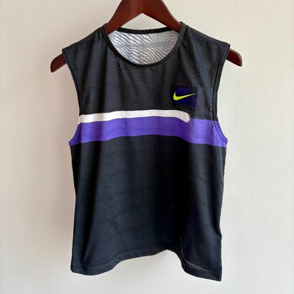 Nike Women's Slam Tank Top - Off Noir/Court Purple - Picture 5 of 11
